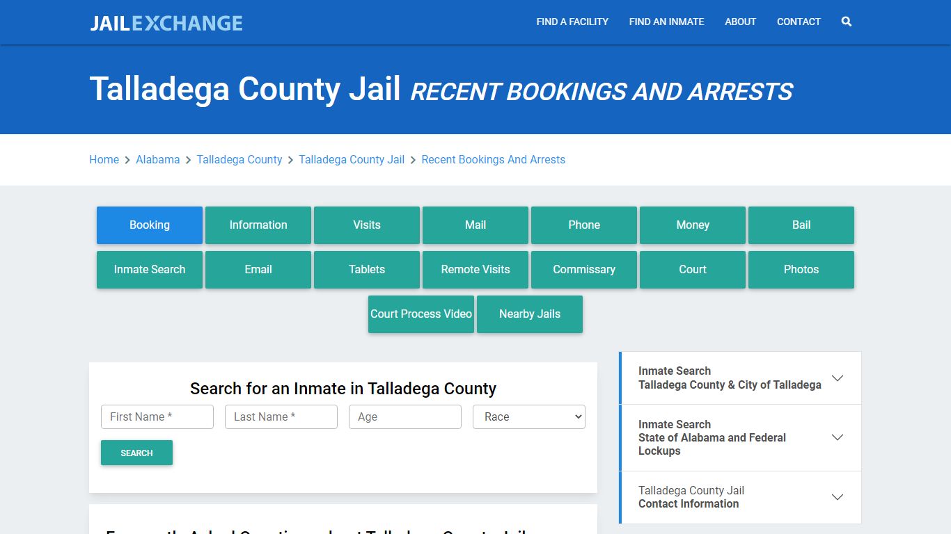 Talladega County Jail Recent Bookings And Arrests - Jail Exchange