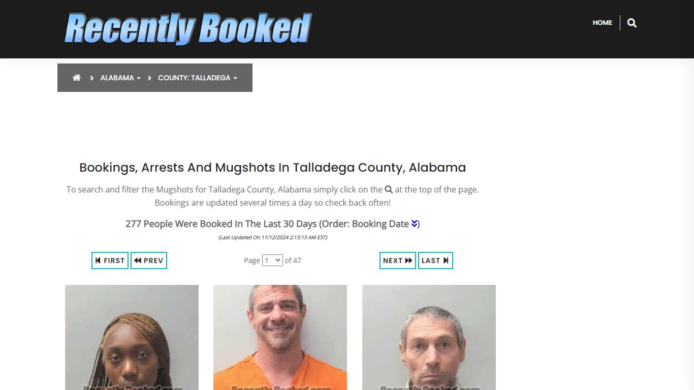 Bookings, Arrests and Mugshots in Talladega County, Alabama