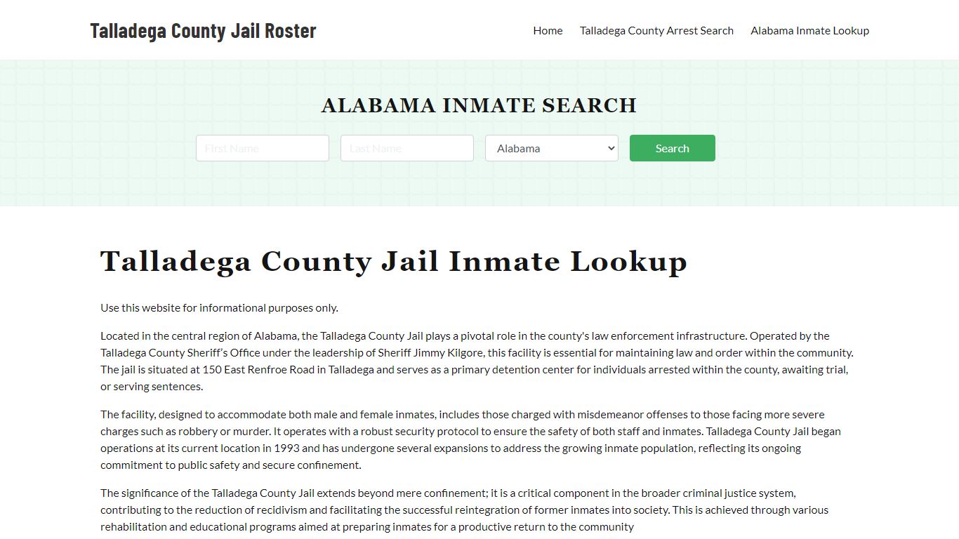 Talladega County Jail Roster Lookup, AL, Inmate Search